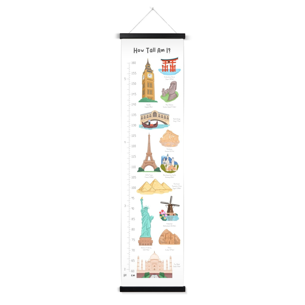 Landmarks of the World Wall Height Chart